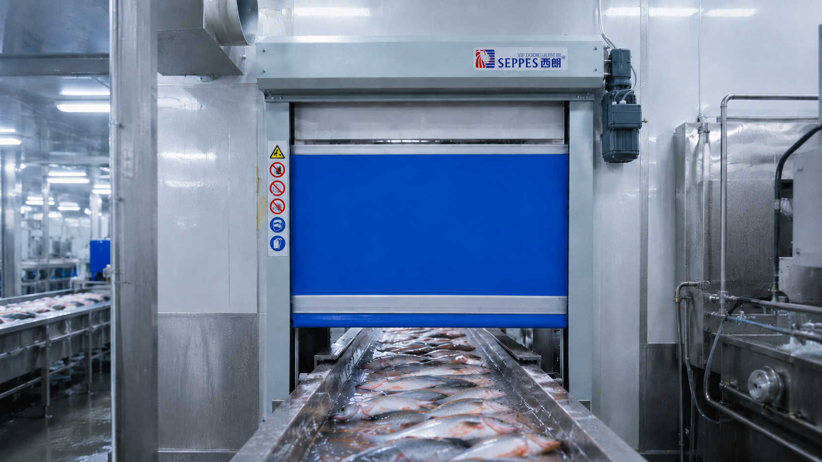 Fish processing plant industrial door solution