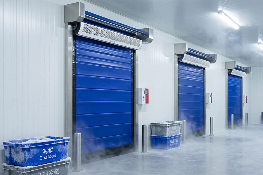 Cold storage door for seafood cold room